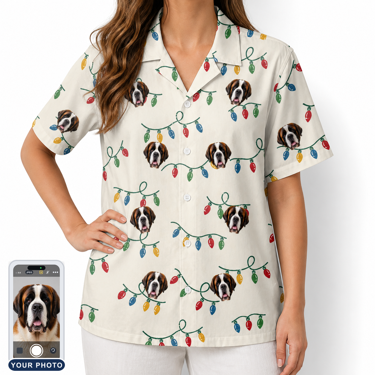 Women's Twinkle Tangled Custom Dog Face Hawaiian Shirt