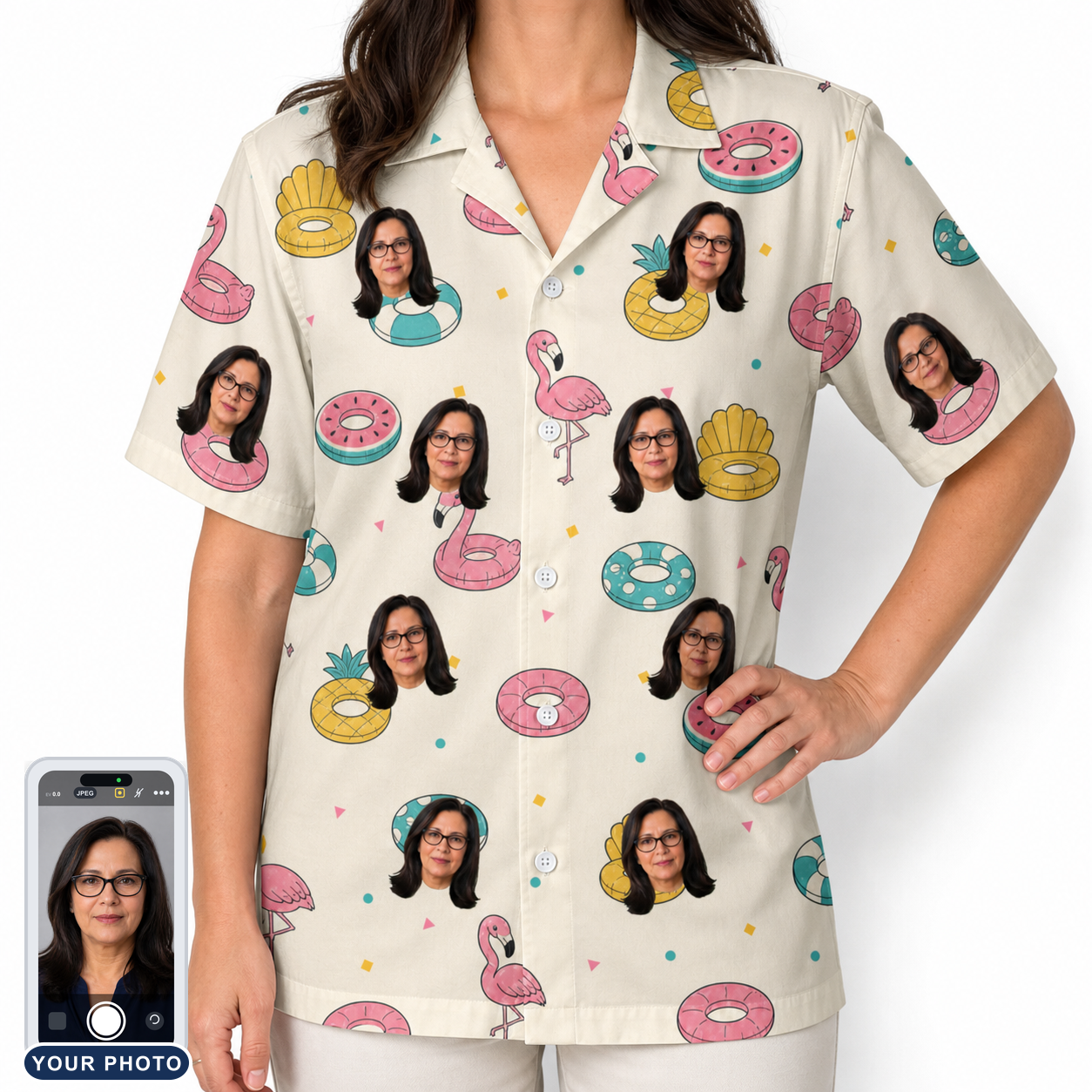 Women's Rosy Rafties Custom Face Hawaiian Shirt