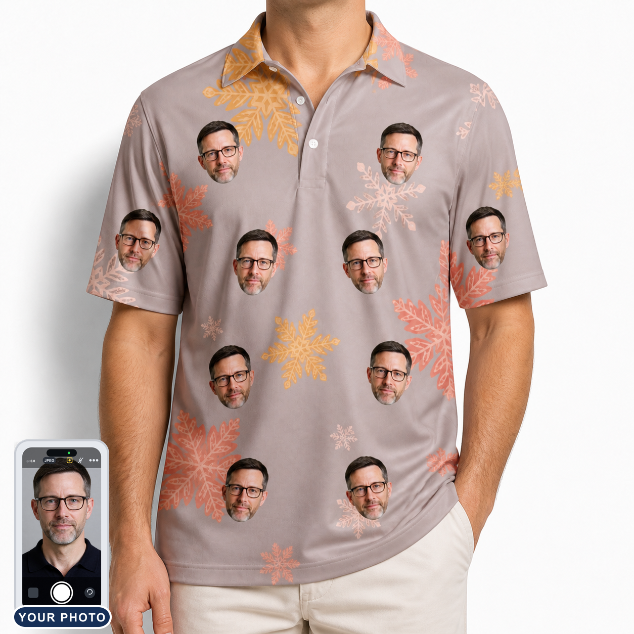 Men's Flurry Fanfare Custom Face Polo Shirt