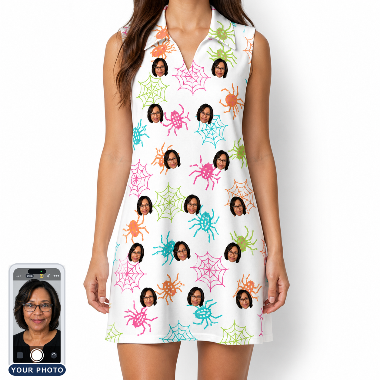 Women's Threaded Thrills Custom Face V-Neck Dress