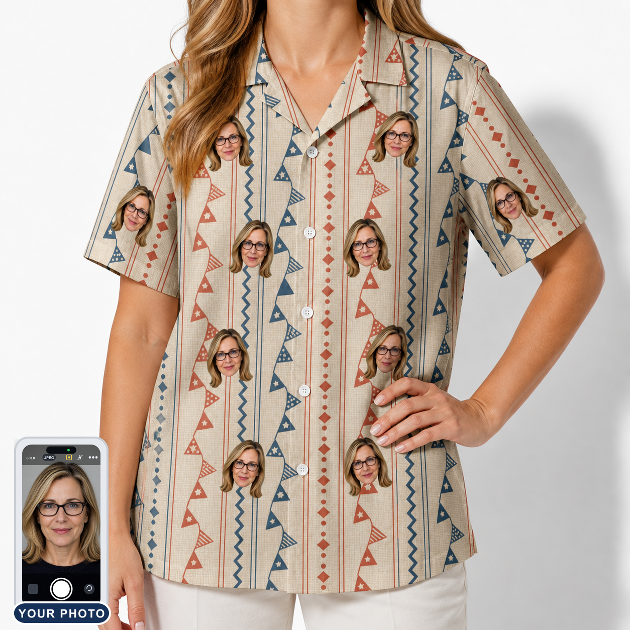 Women's Pennant Parade Custom Face Hawaiian Shirt