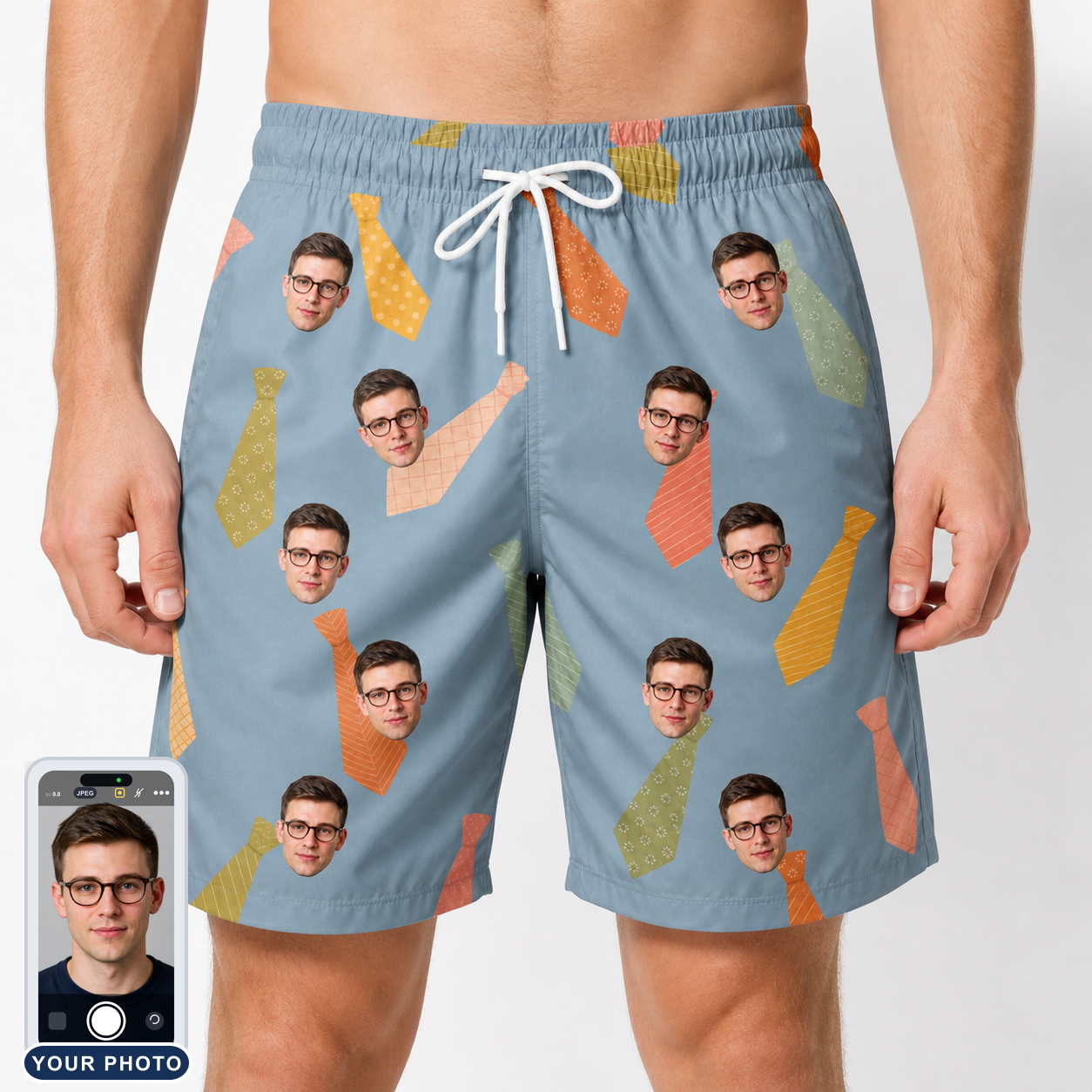 Men's Dapper Dads Custom Face Beach Shorts