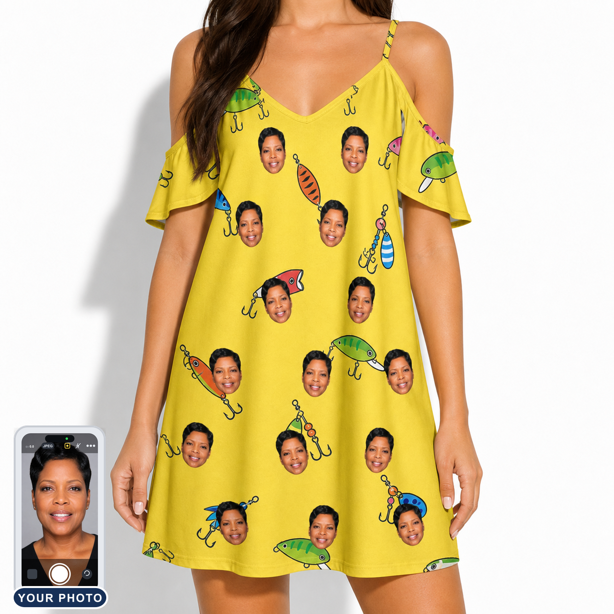 Women's Twitchy Treasures Custom Face Off-Shoulder Dress