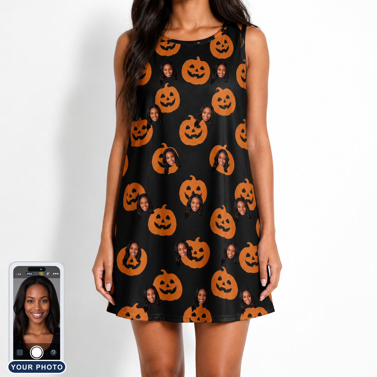 Women's Frightlight Fancies Custom Face Tank Dress