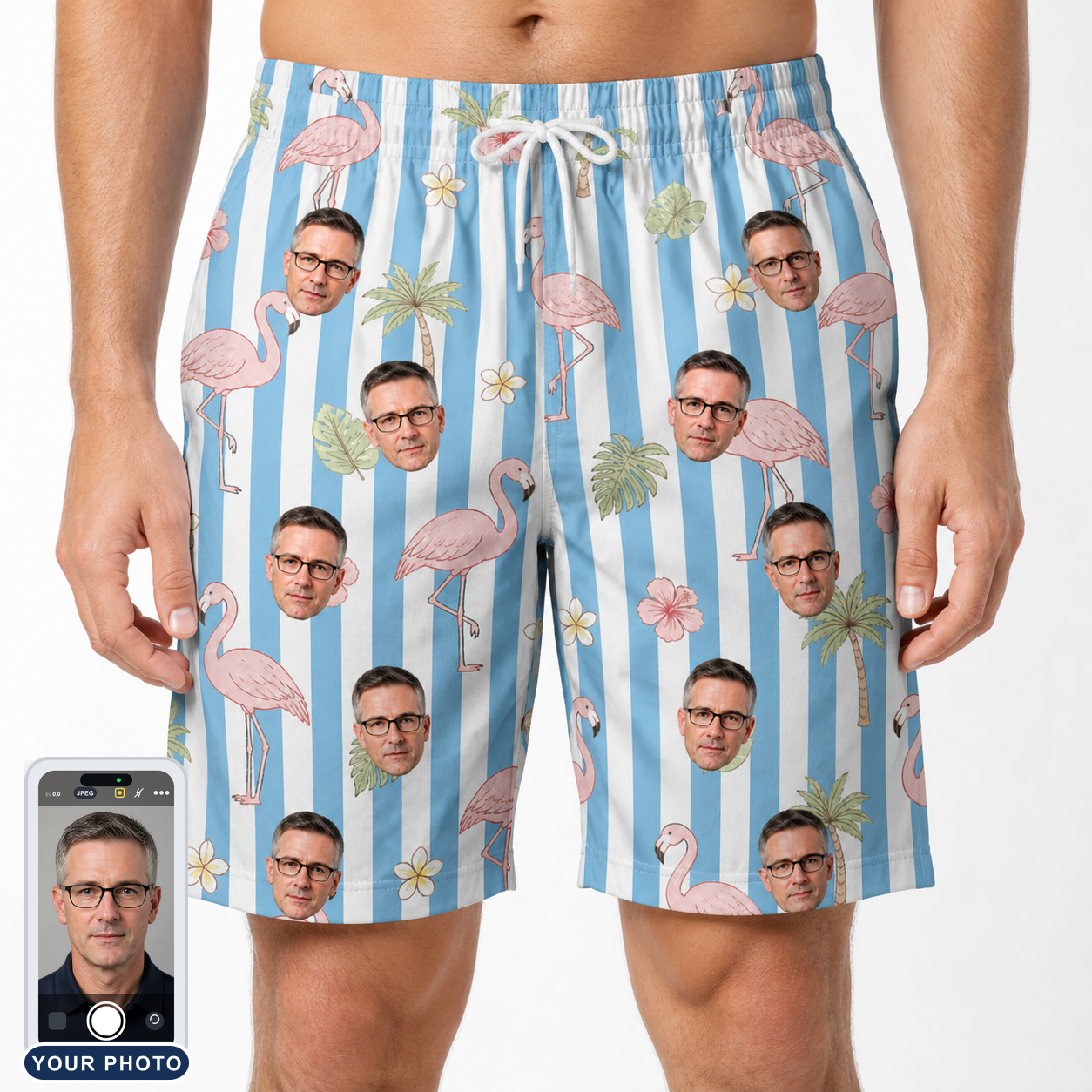 Men's Cerise Sashay Custom Face Beach Shorts