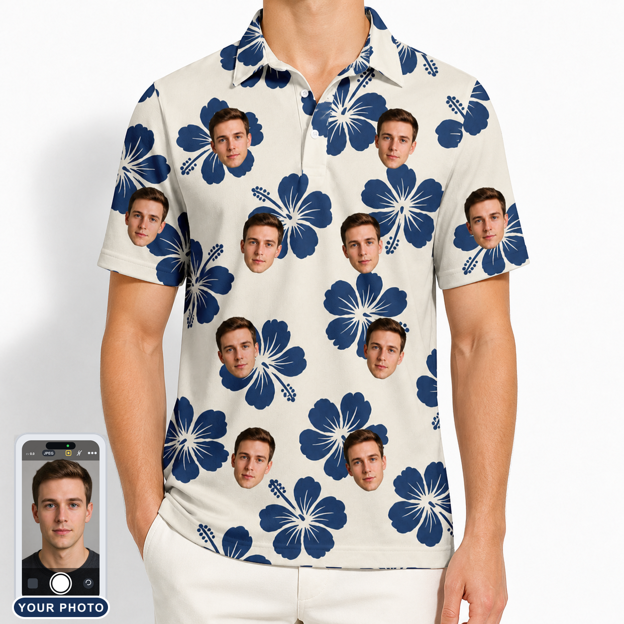 Men's Deco Garden Custom Face Polo Shirt