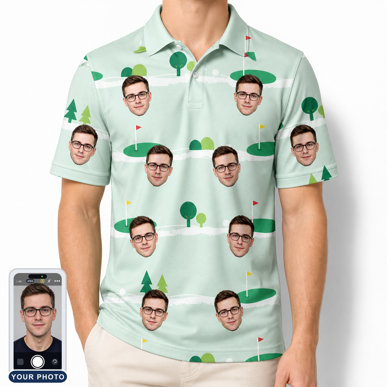 Men's Hole Hilarity Custom Face Polo Shirt