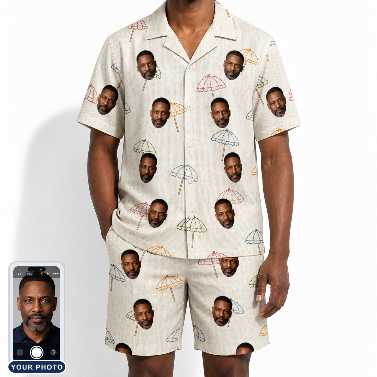 Men's Parasol Pals Custom Face Shirt & Shorts Set