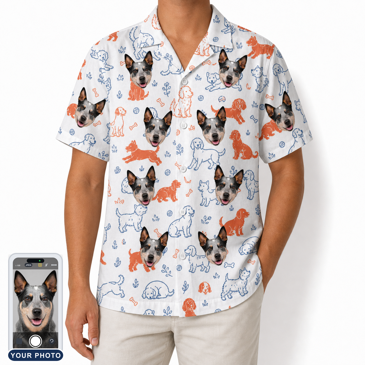 Men's Fido Follies Custom Dog Face Hawaiian Shirt