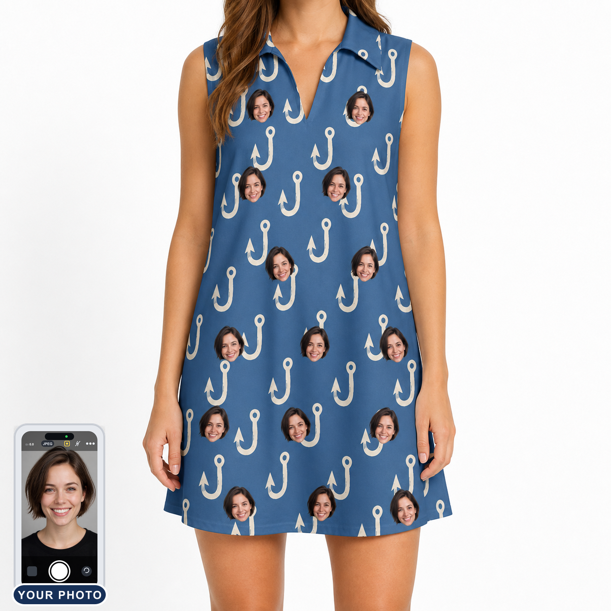 Women's Treble Trouble Custom Face V-Neck Dress