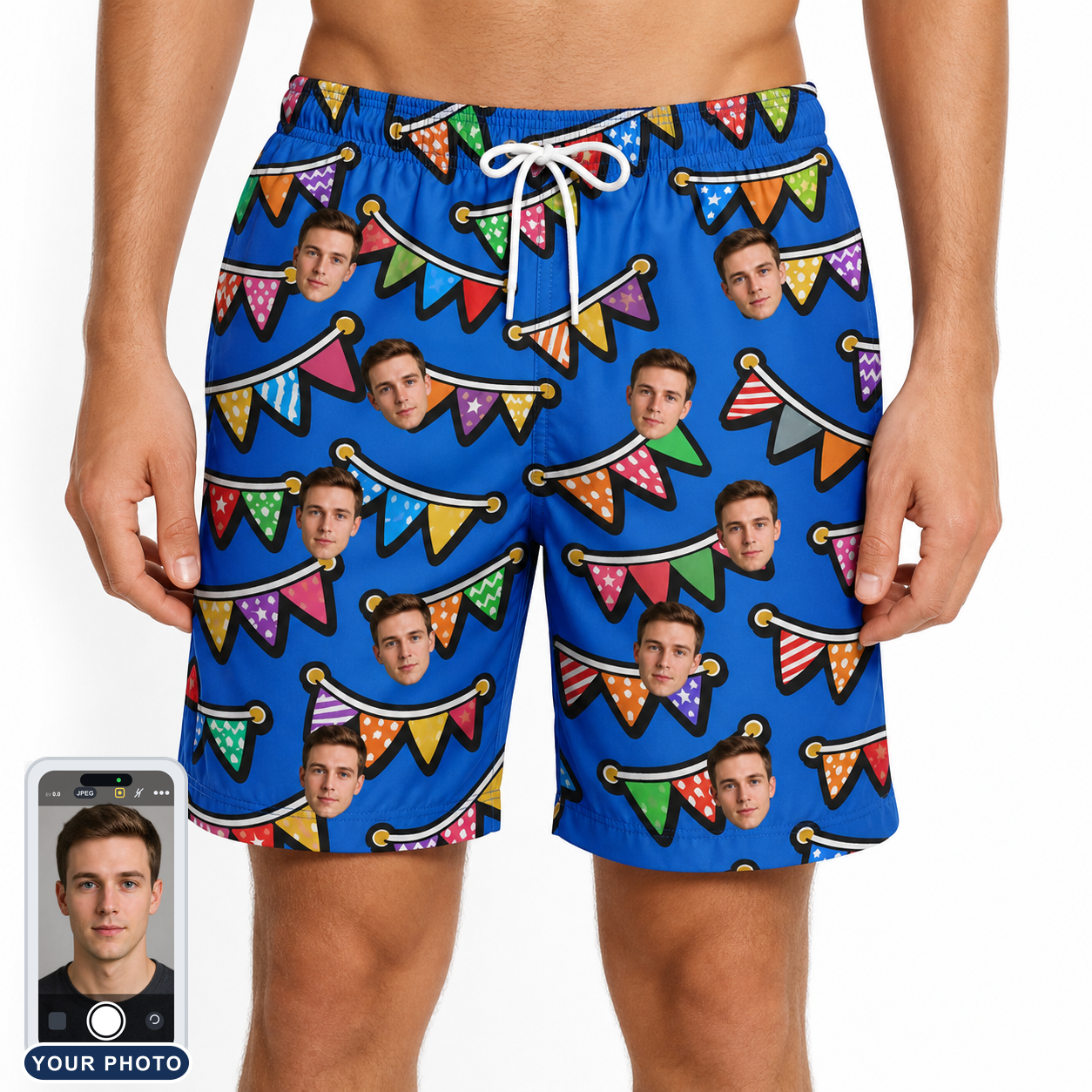 Men's Tipsy Tassels Custom Face Beach Shorts