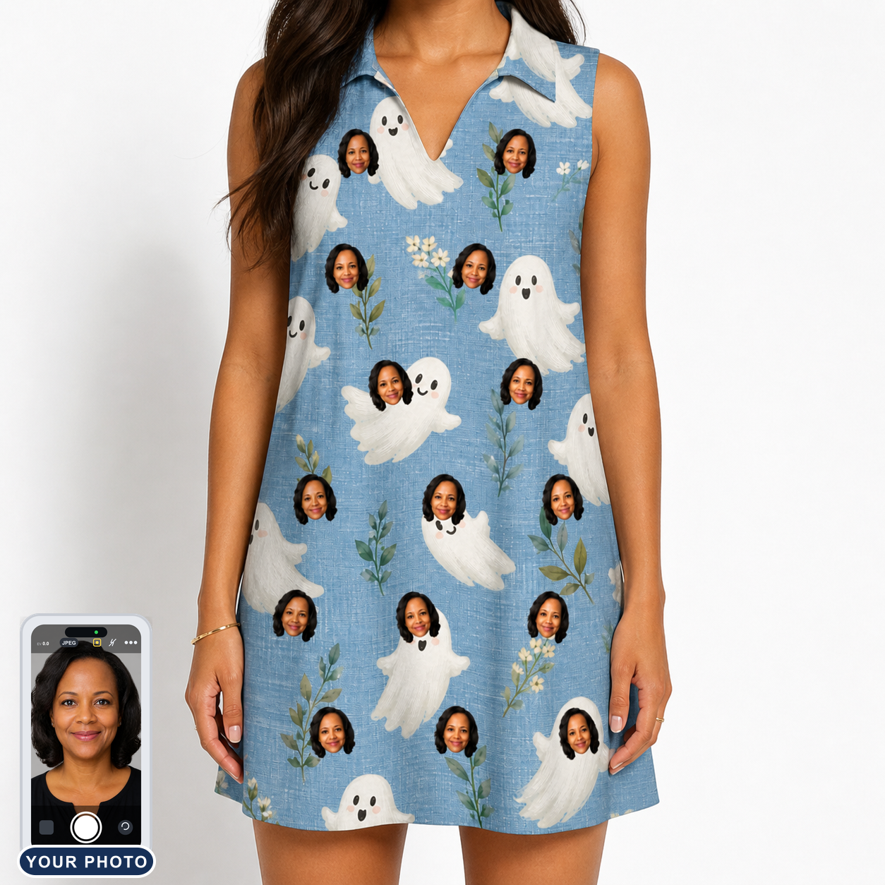 Women's Wisp Whimsy Custom Face V-Neck Dress