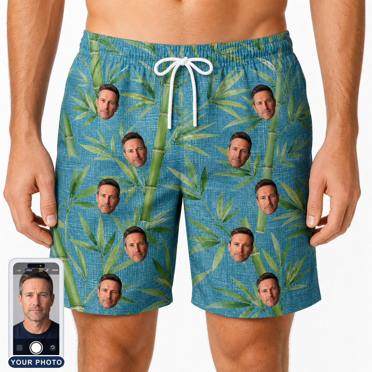 Men's Bamboo Boogie Custom Face Beach Shorts