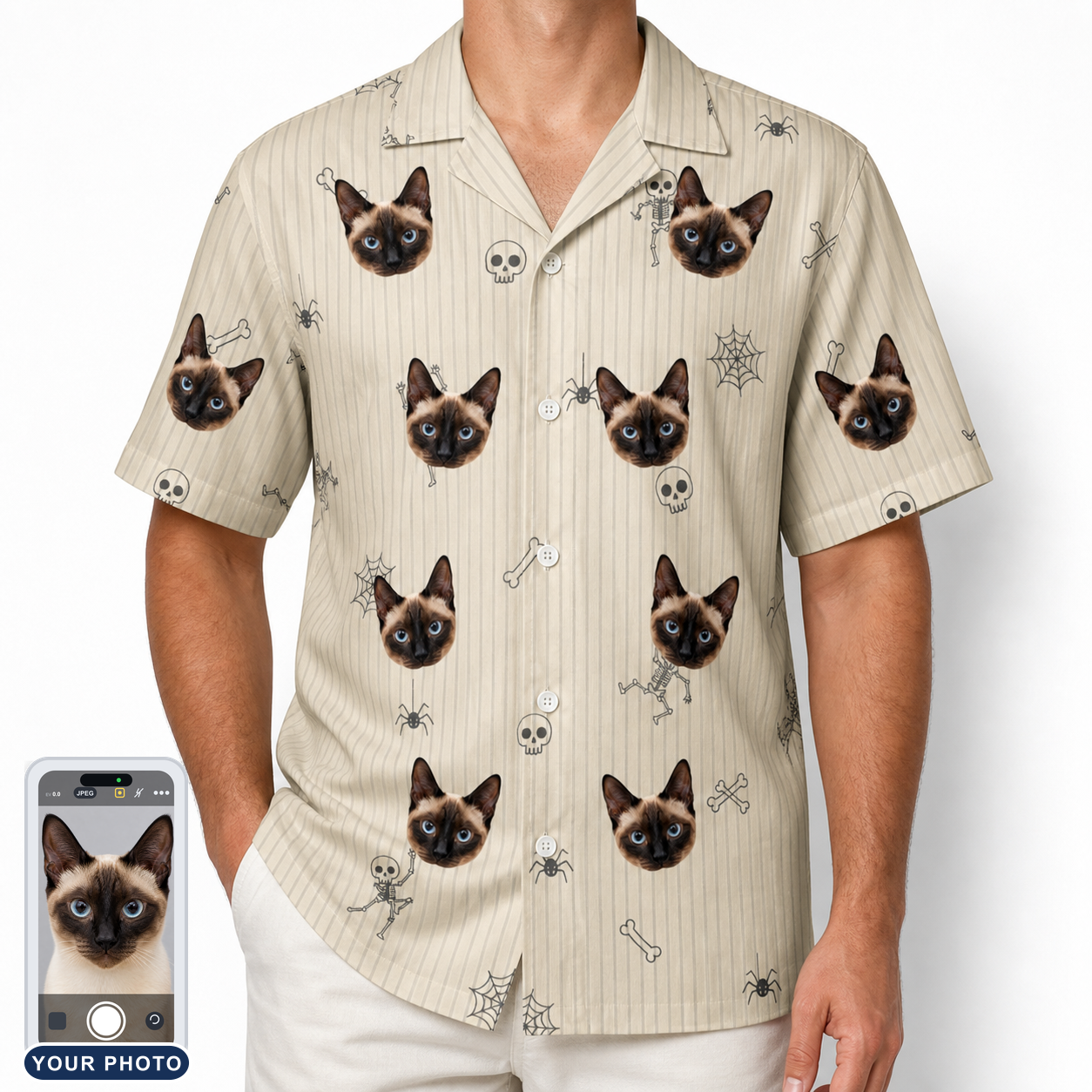 Men's Arachnid Antics Custom Cat Face Hawaiian Shirt