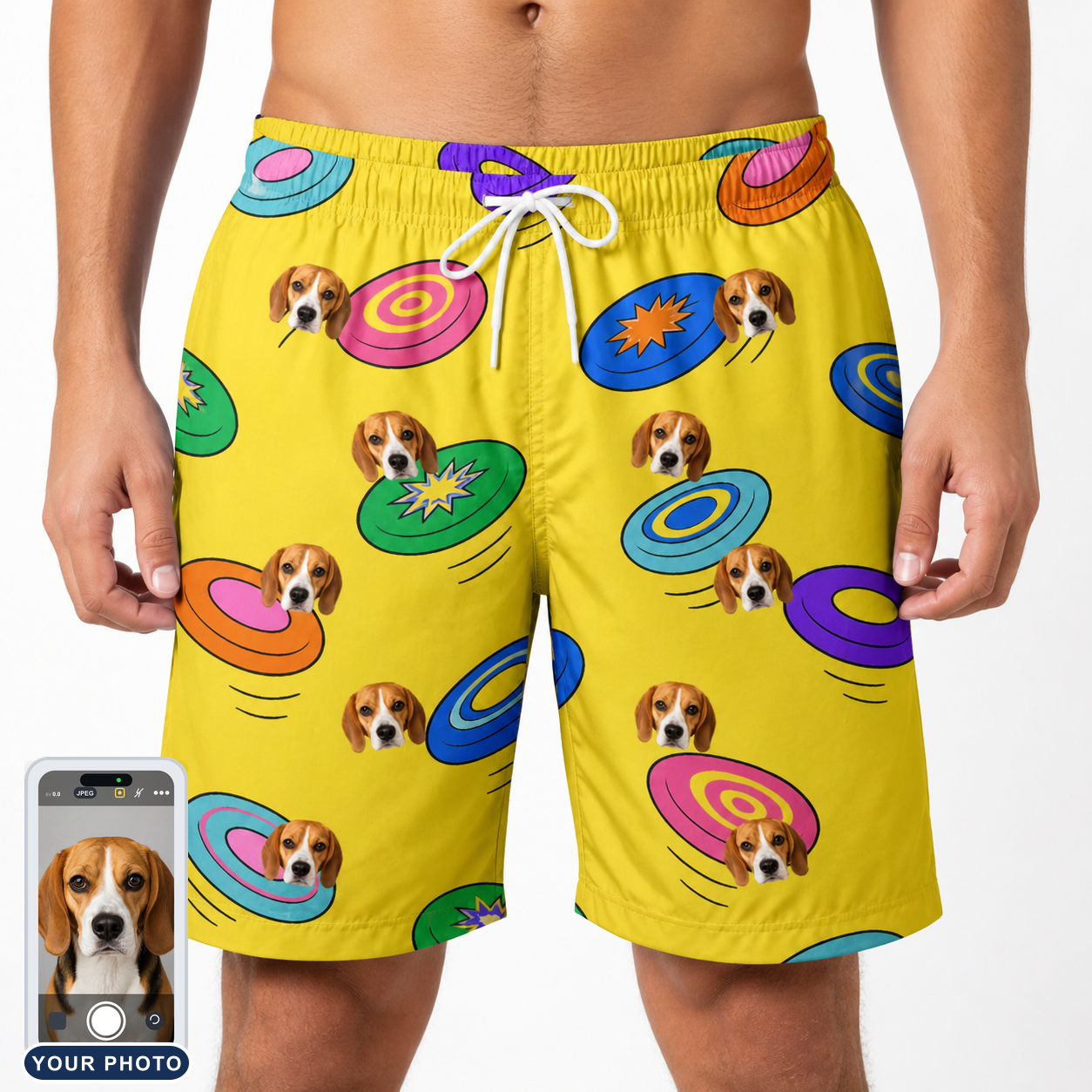 Men's Fetch Flight Custom Dog Face Beach Shorts