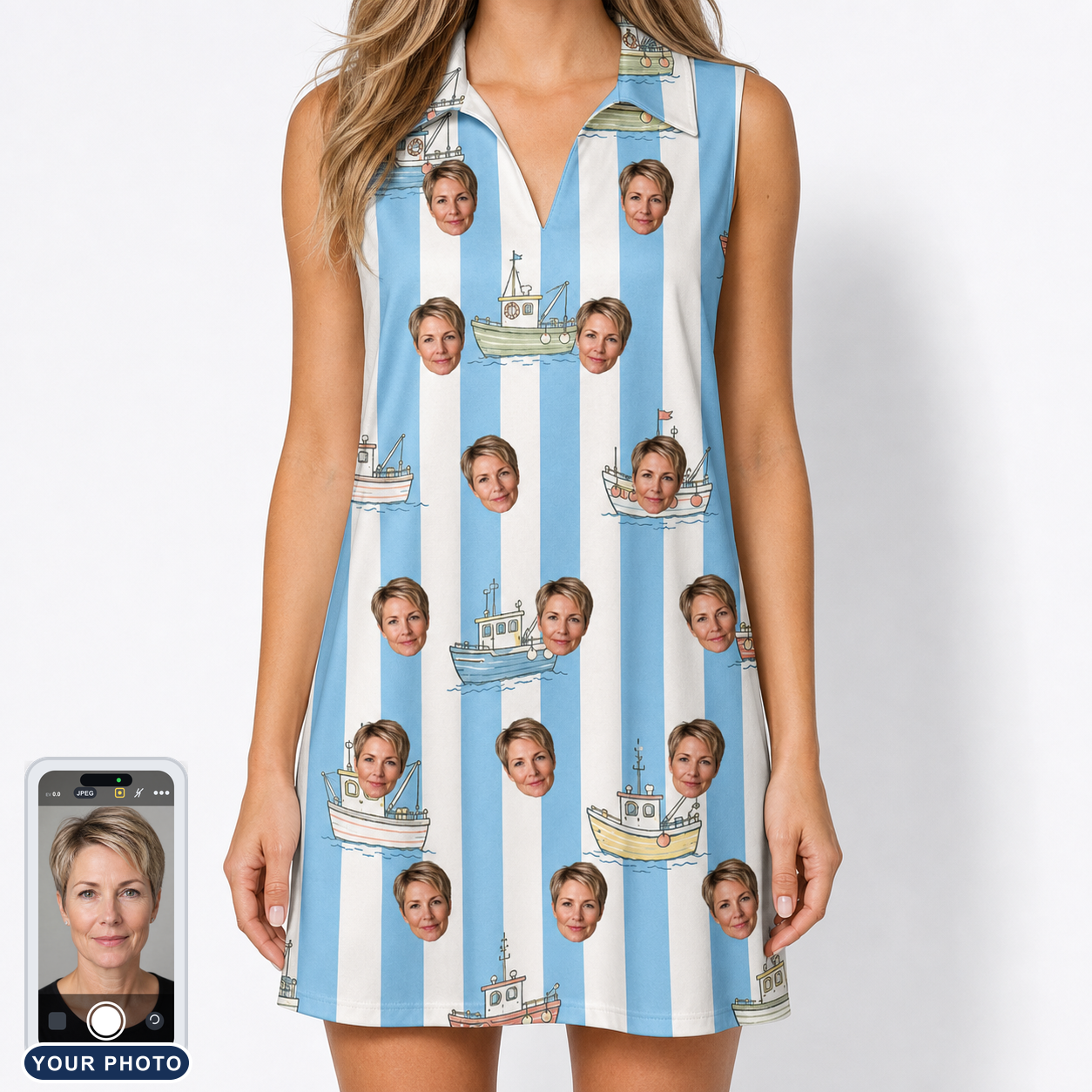 Women's Dockside Drifters Custom Face V-Neck Dress