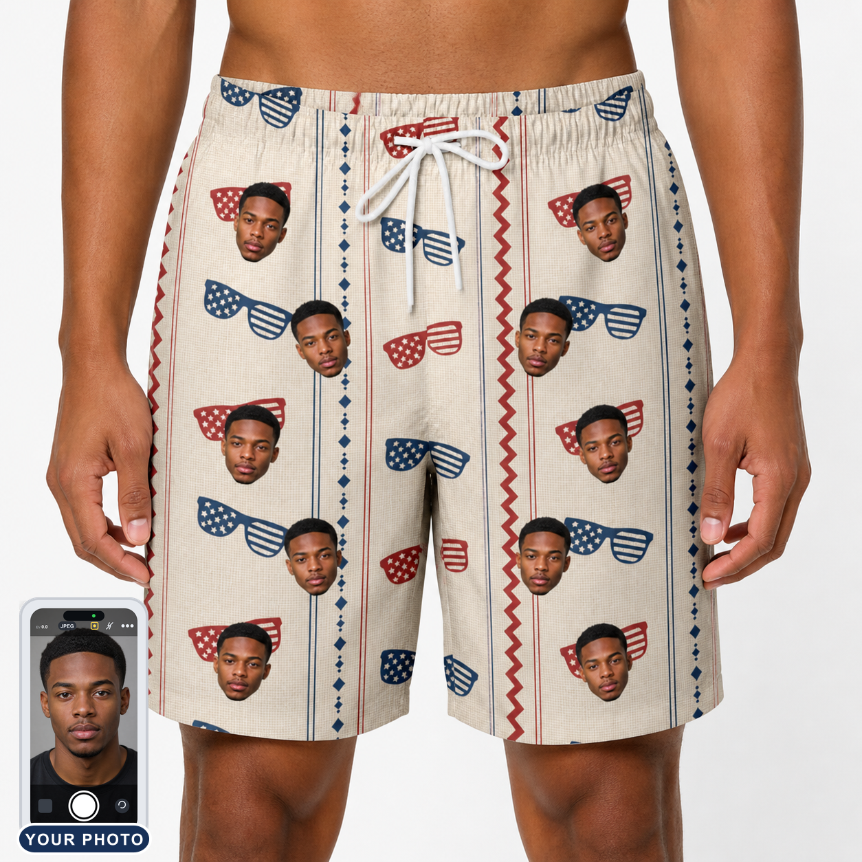 Men's Firework Frames Custom Face Beach Shorts