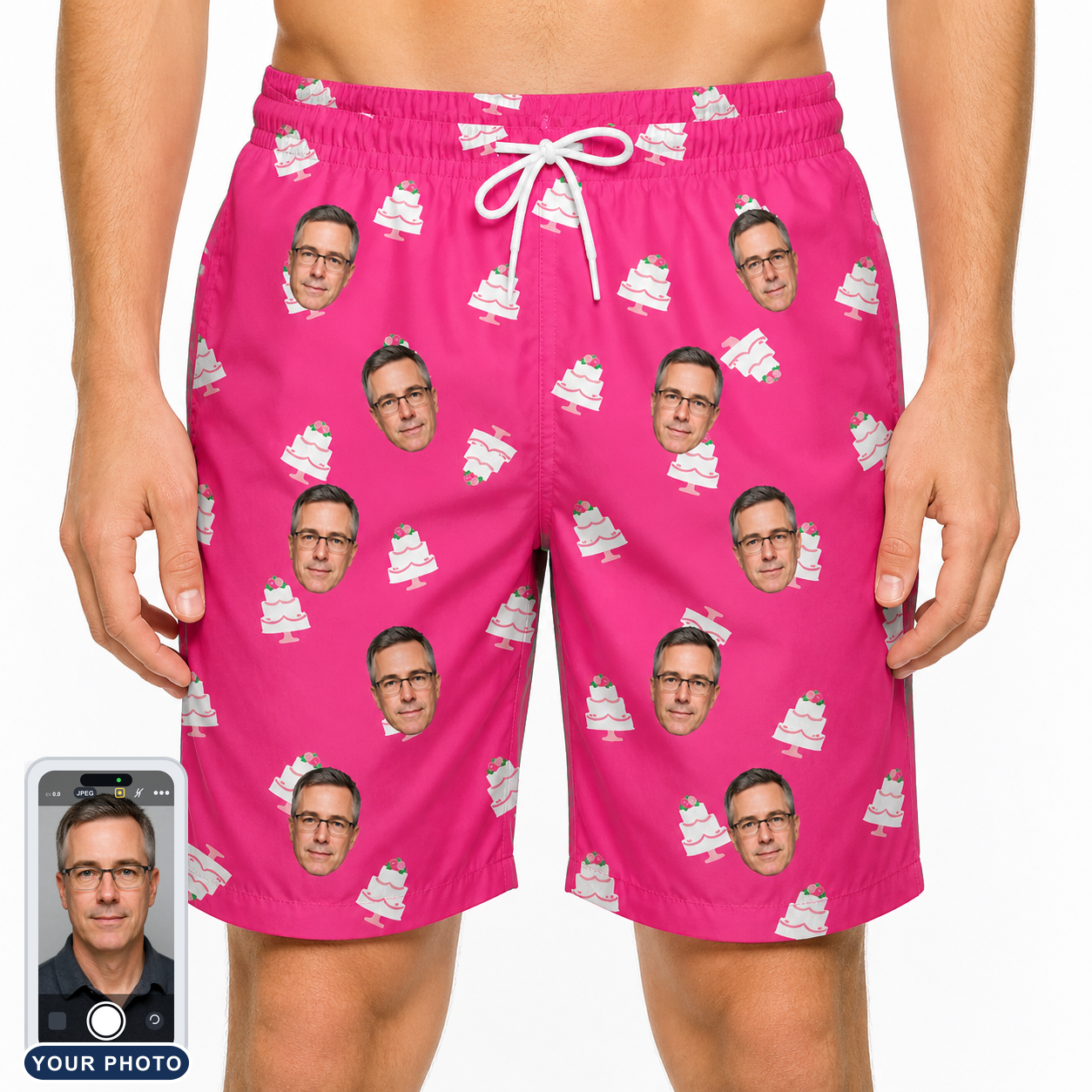 Men's Tiered Tease Custom Face Beach Shorts