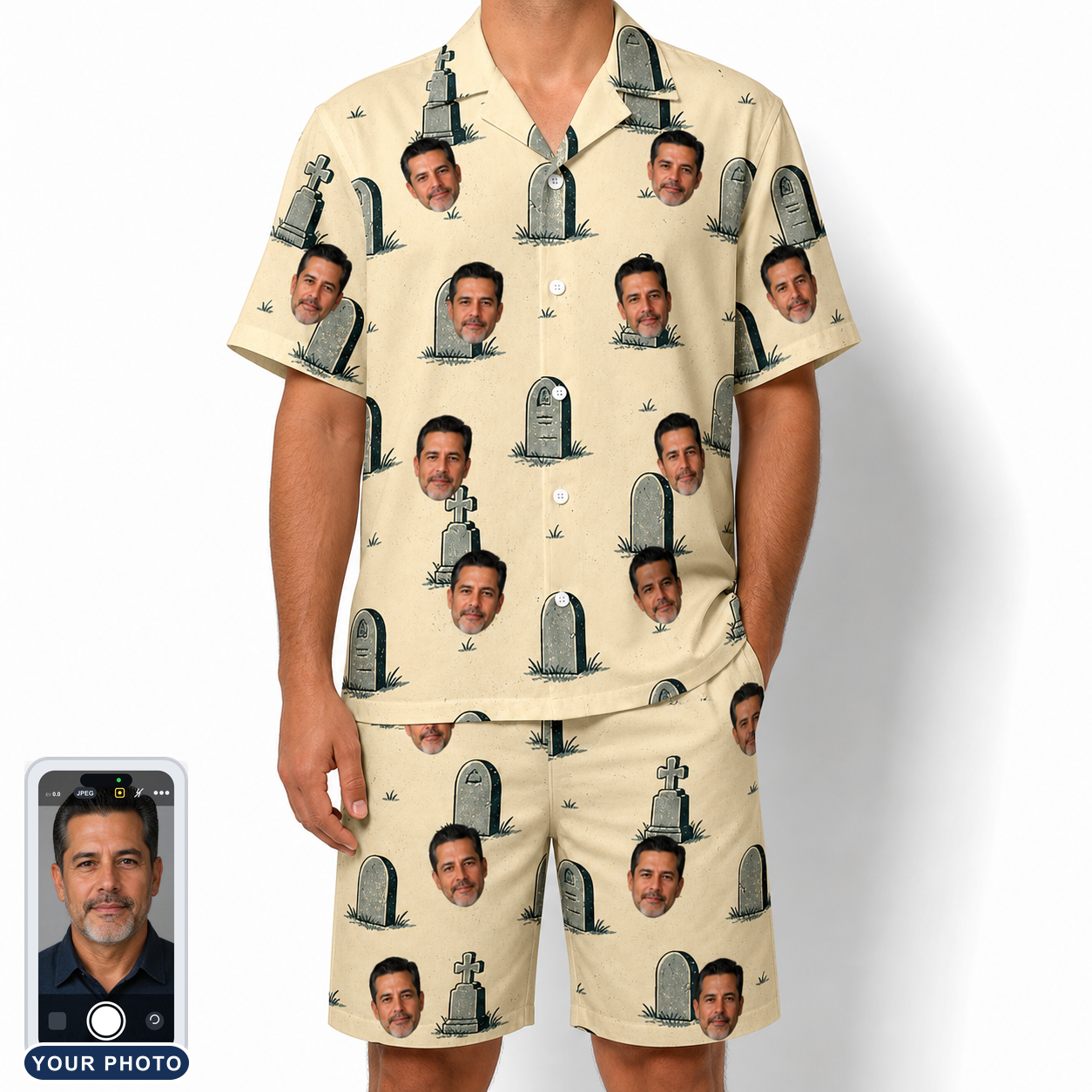 Men's Die Laughing Custom Face Shirt & Shorts Set