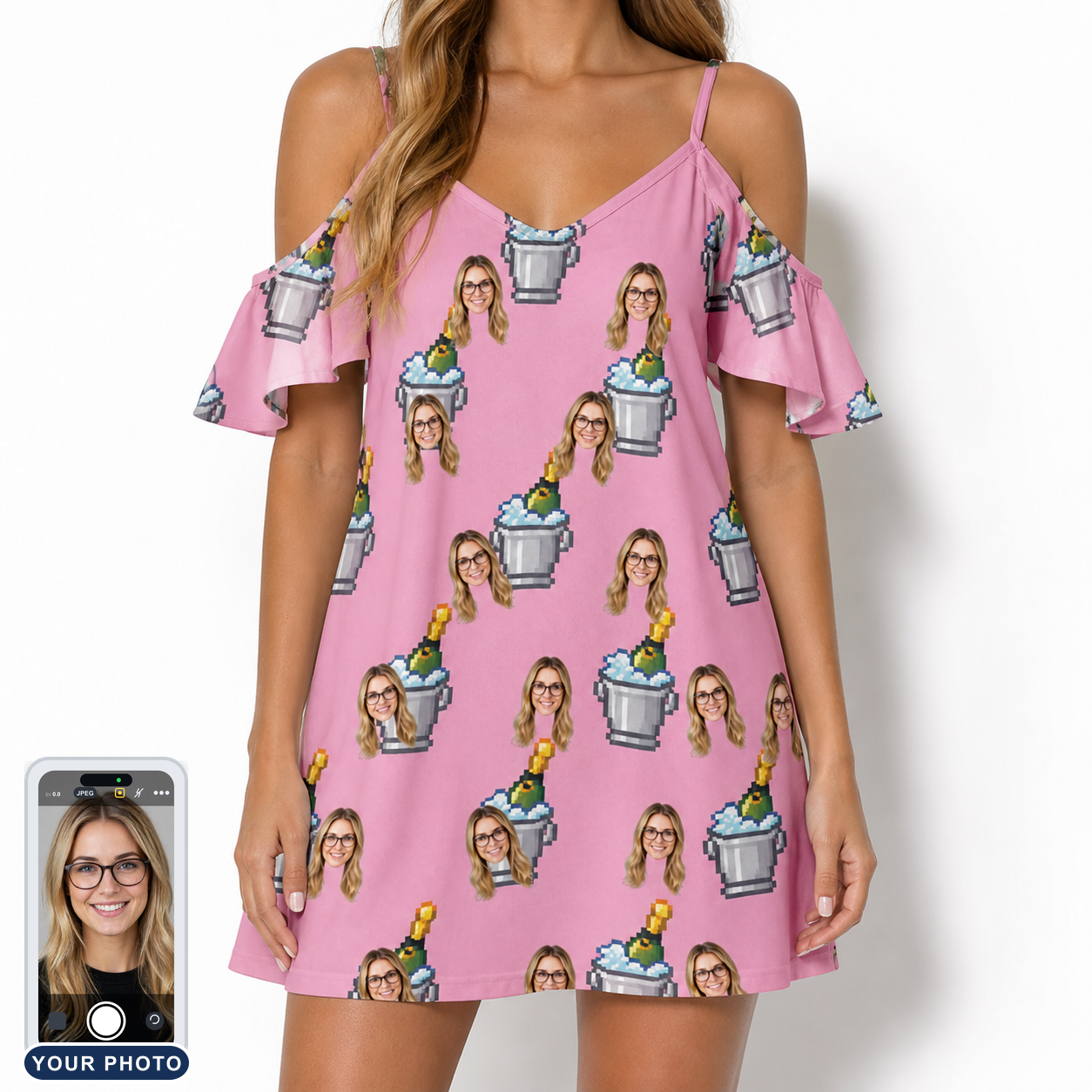Women's Last Toast Custom Face Off-Shoulder Dress