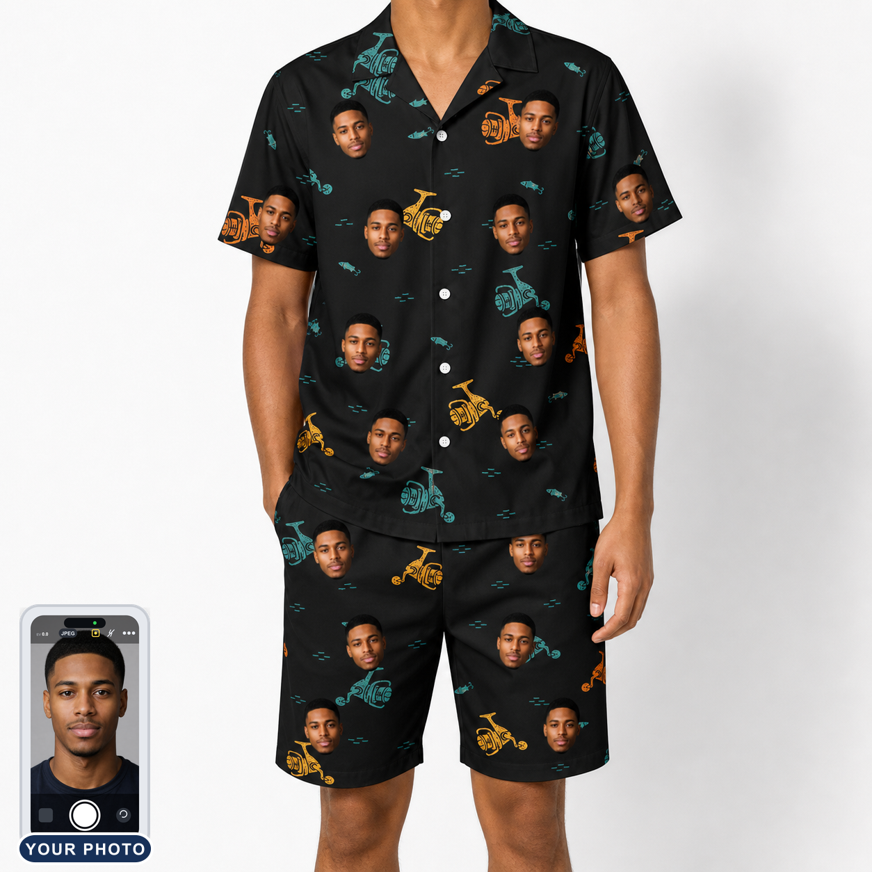 Men's Spool Foolery Custom Face Shirt & Shorts Set