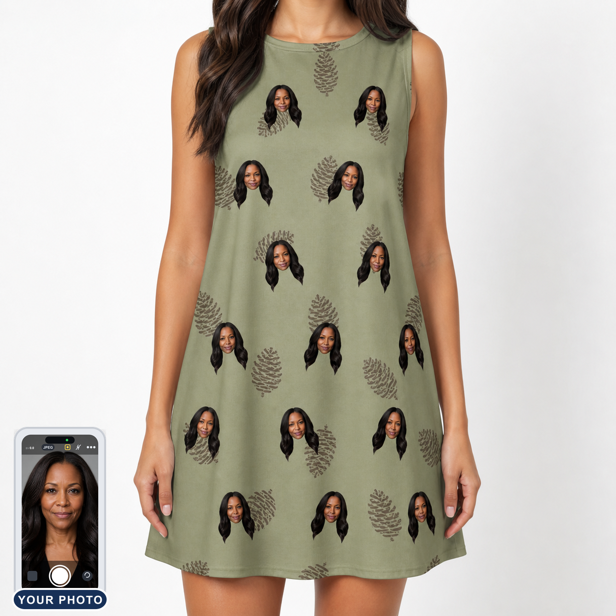 Women's Cone Carolers Custom Face Tank Dress