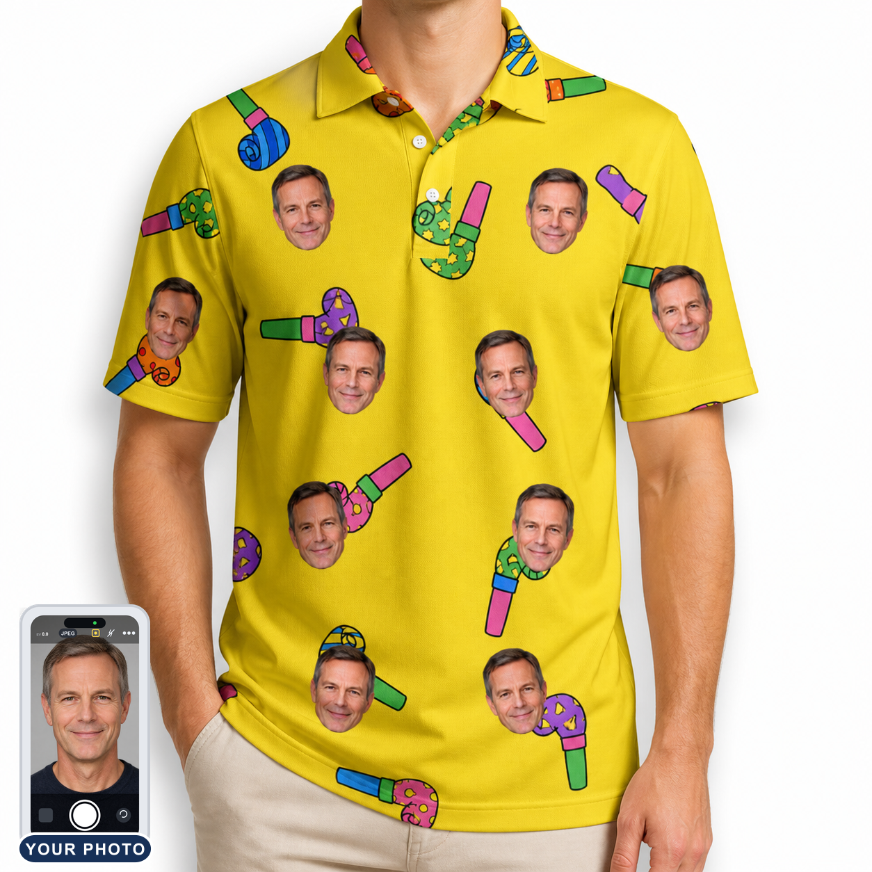 Men's Blowout Bonanza Custom Face Polo Shirt