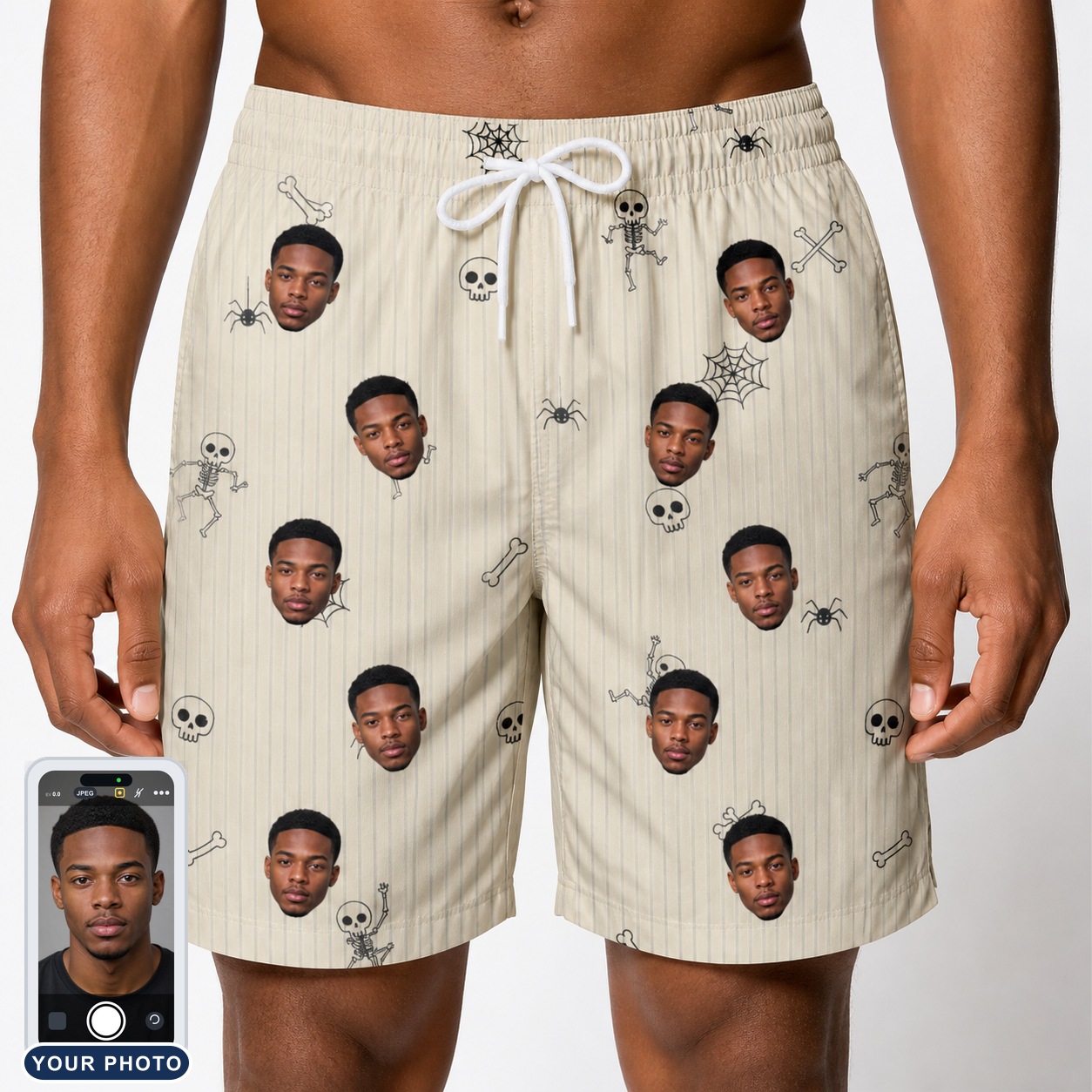 Men's Arachnid Antics Custom Face Beach Shorts