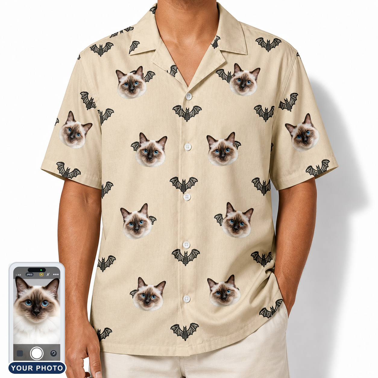 Men's Winged Whispers Custom Cat Face Hawaiian Shirt