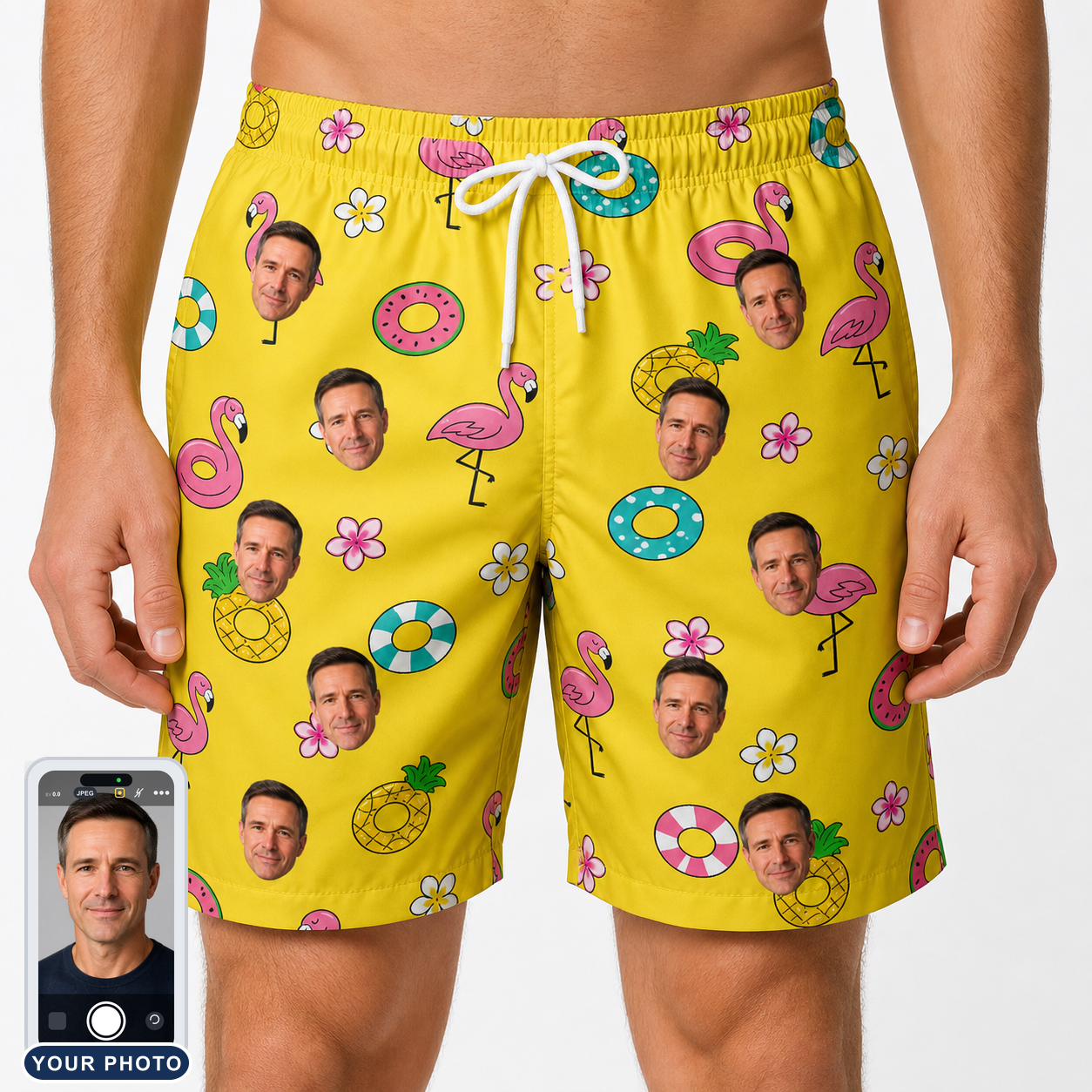 Men's Aqua Aviary Custom Face Beach Shorts
