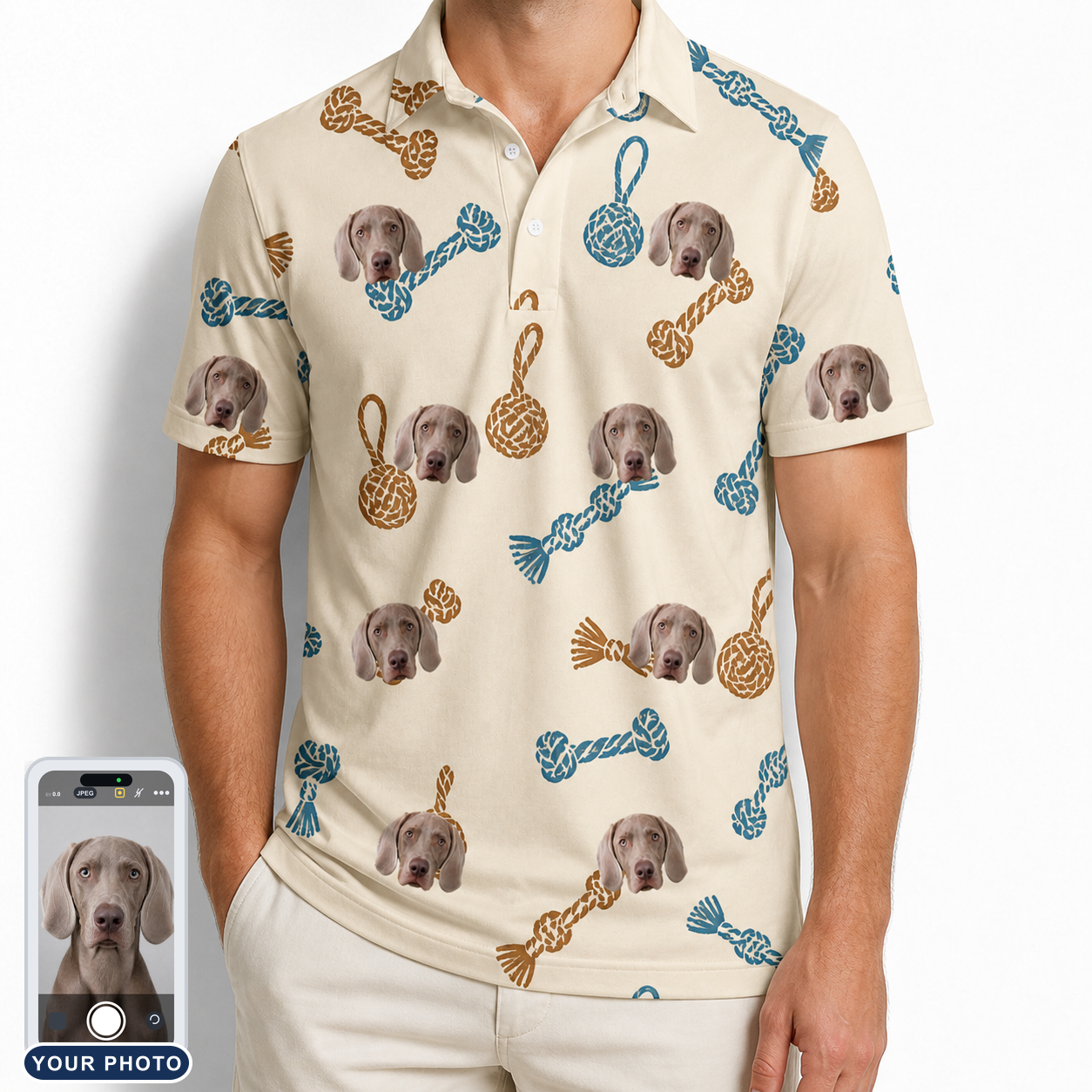 Men's Knotty Companions Custom Dog Face Polo Shirt