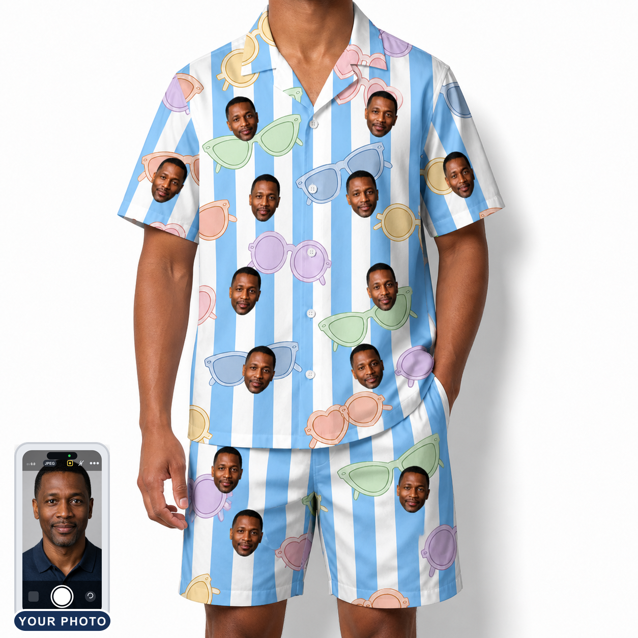 Men's Papa Polarizers Custom Face Shirt & Shorts Set