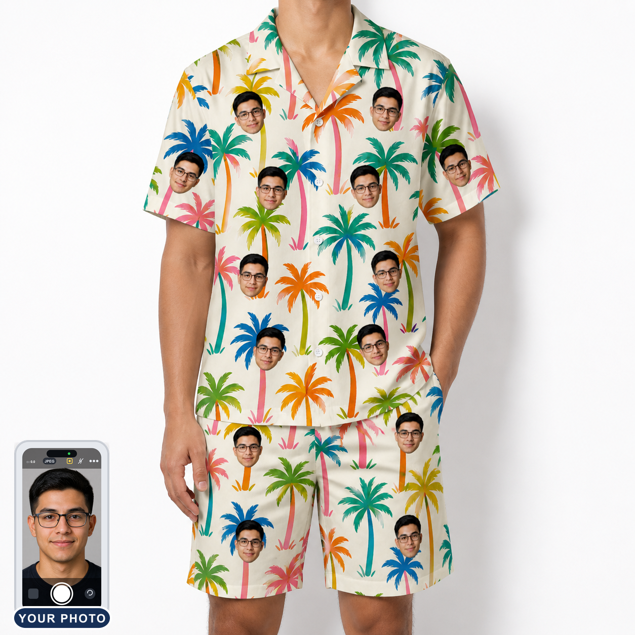 Men's Sunbeam Sprigs Custom Face Shirt & Shorts Set