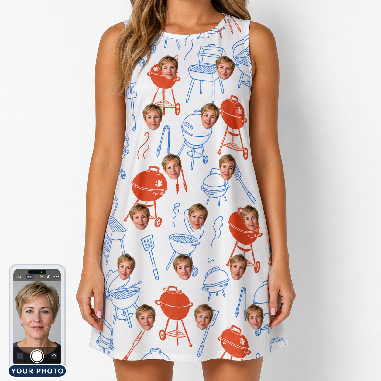 Women's Grill Rights Custom Face Tank Dress
