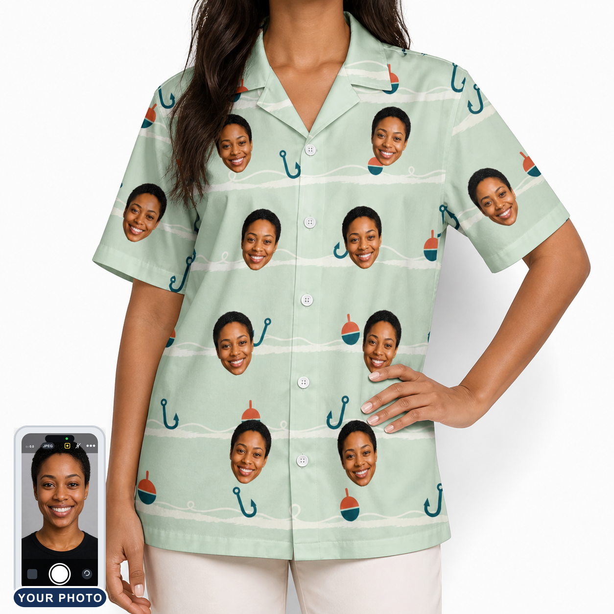 Women's Angler Angles Custom Face Hawaiian Shirt
