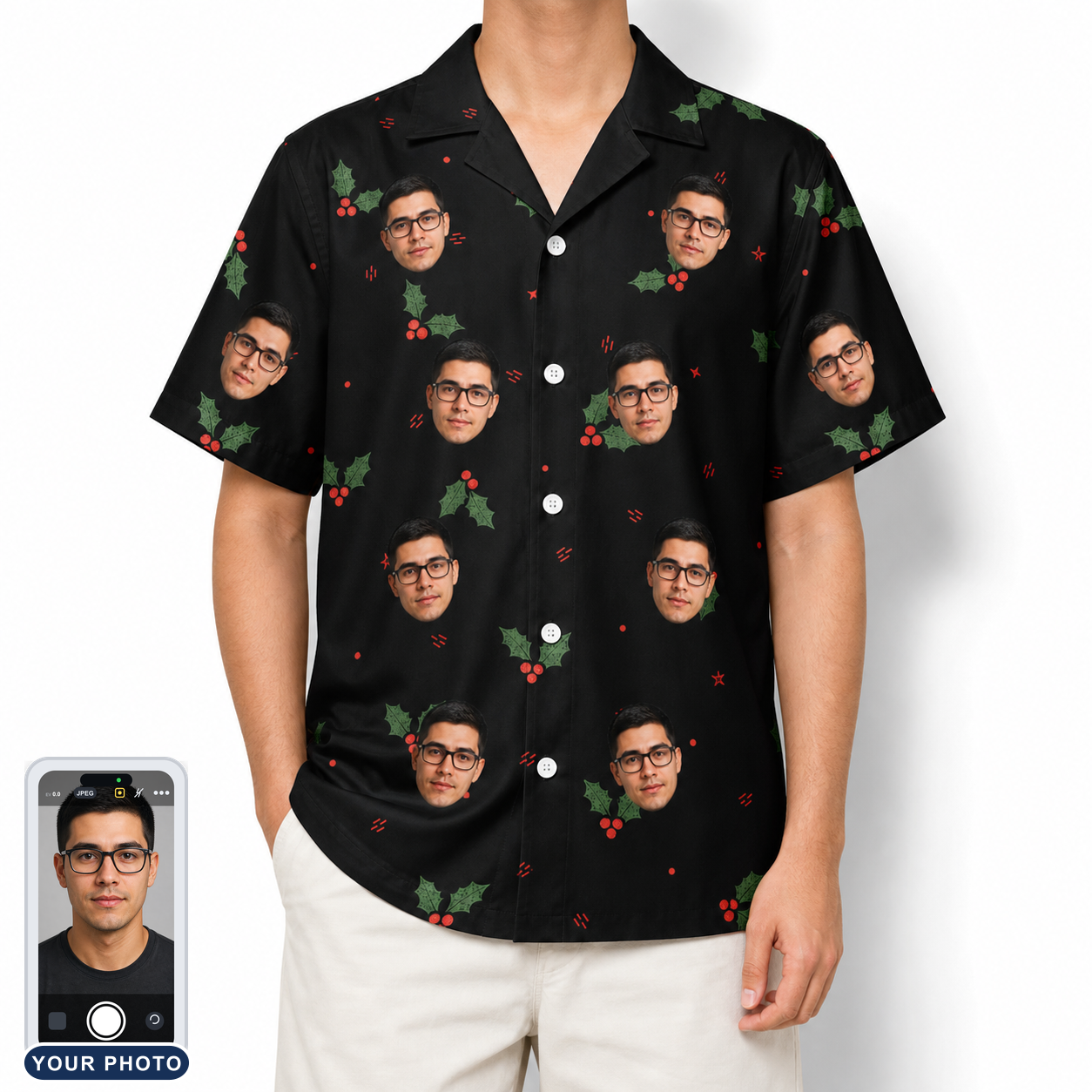 Men's Holly Hush Custom Face Hawaiian Shirt