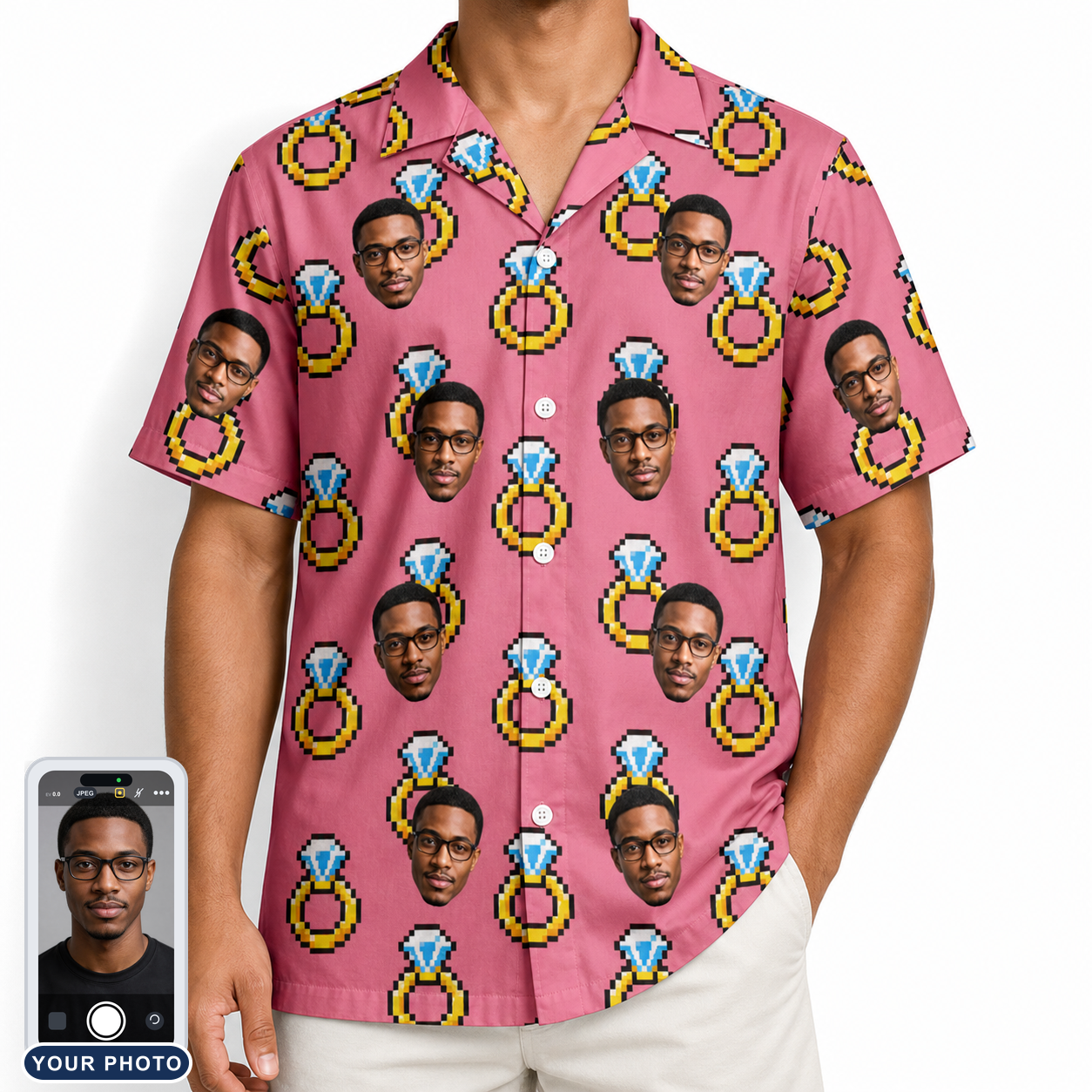 Men's Jewel Jitters Custom Face Hawaiian Shirt