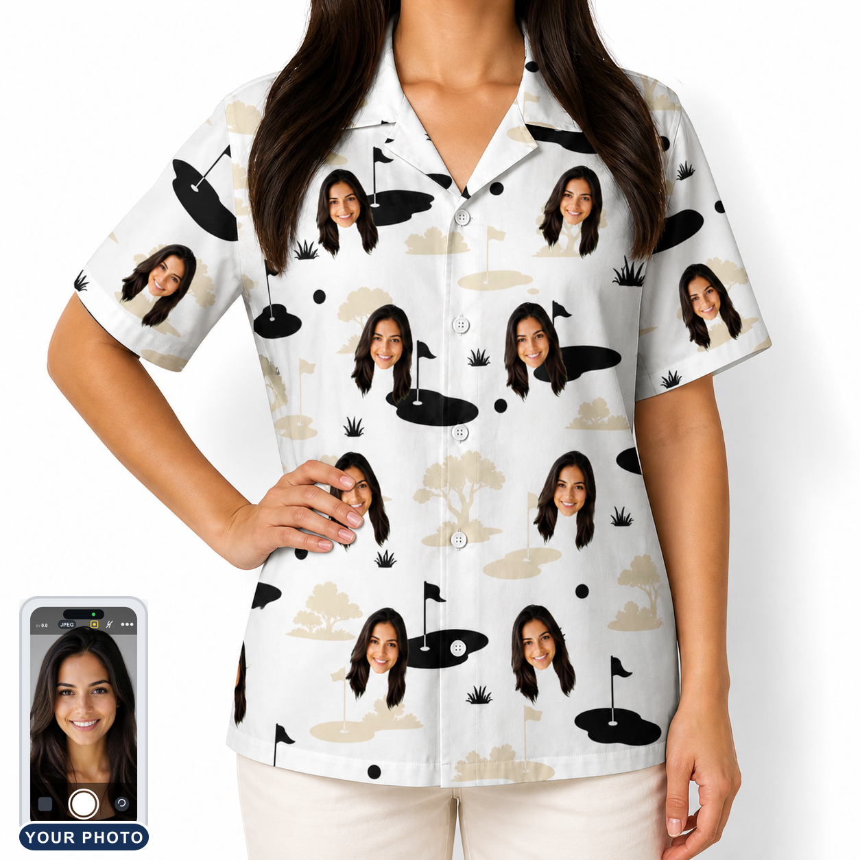 Women's Tee Hee Custom Face Hawaiian Shirt