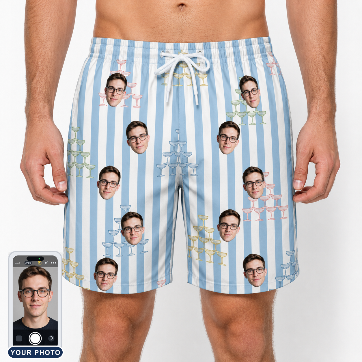 Men's Fizz Towers Custom Face Beach Shorts