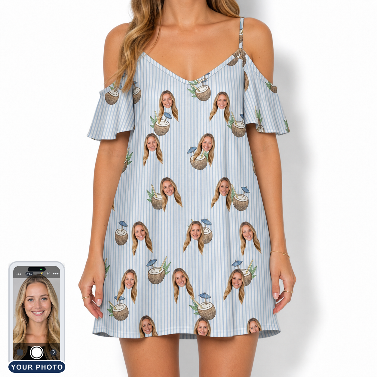 Women's Rum Reverie Custom Face Off-Shoulder Dress