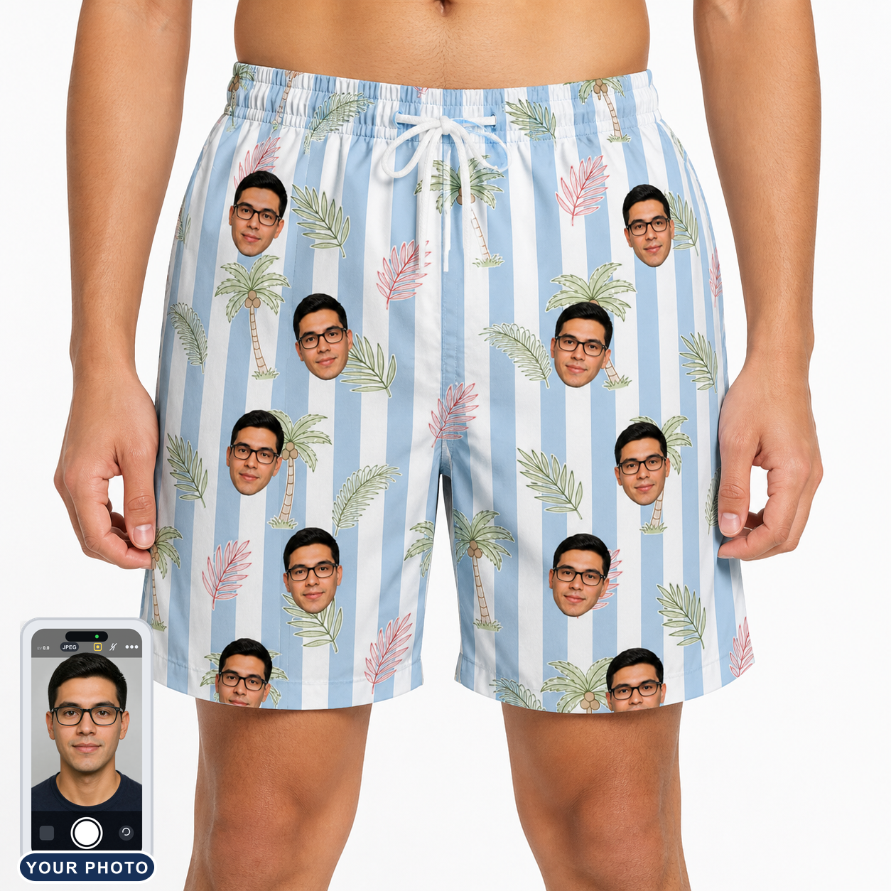 Men's Frond Fandango Custom Face Beach Shorts
