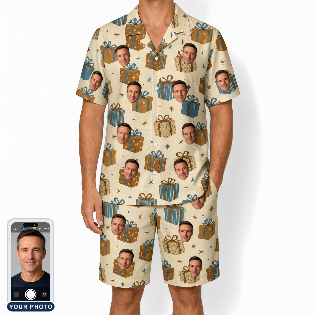 Men's Gift Glee Custom Face Shirt & Shorts Set