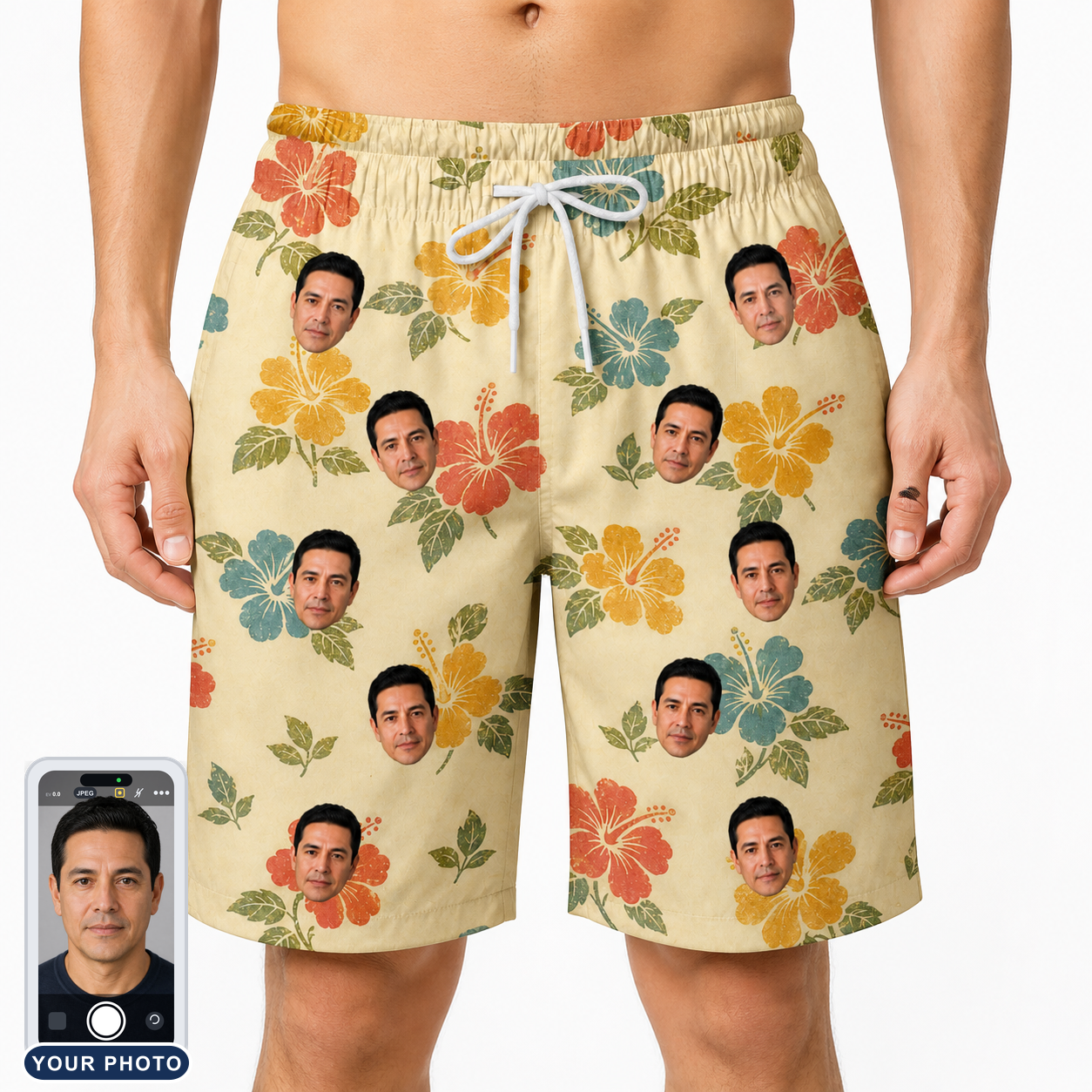 Men's Atomic Atoll Custom Face Beach Shorts