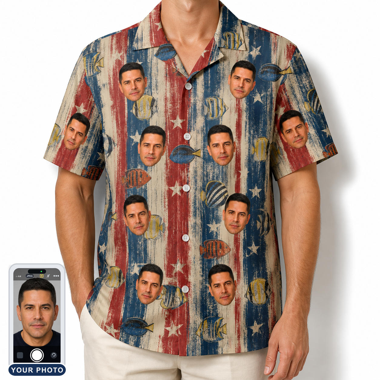 Men's Fishful Thinking Custom Face Hawaiian Shirt