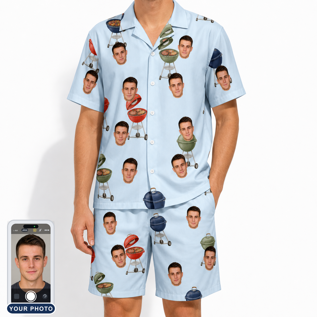 Men's Pitmaster Swagger Custom Face Shirt & Shorts Set