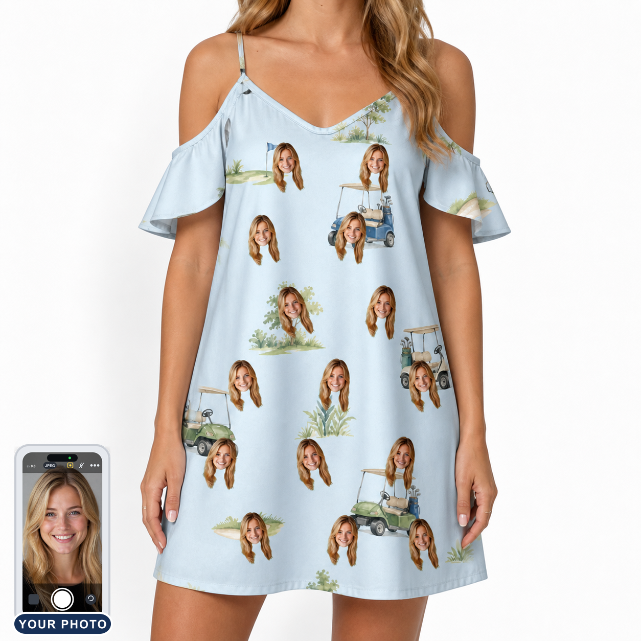 Women's Driver Drifters Custom Face Off-Shoulder Dress