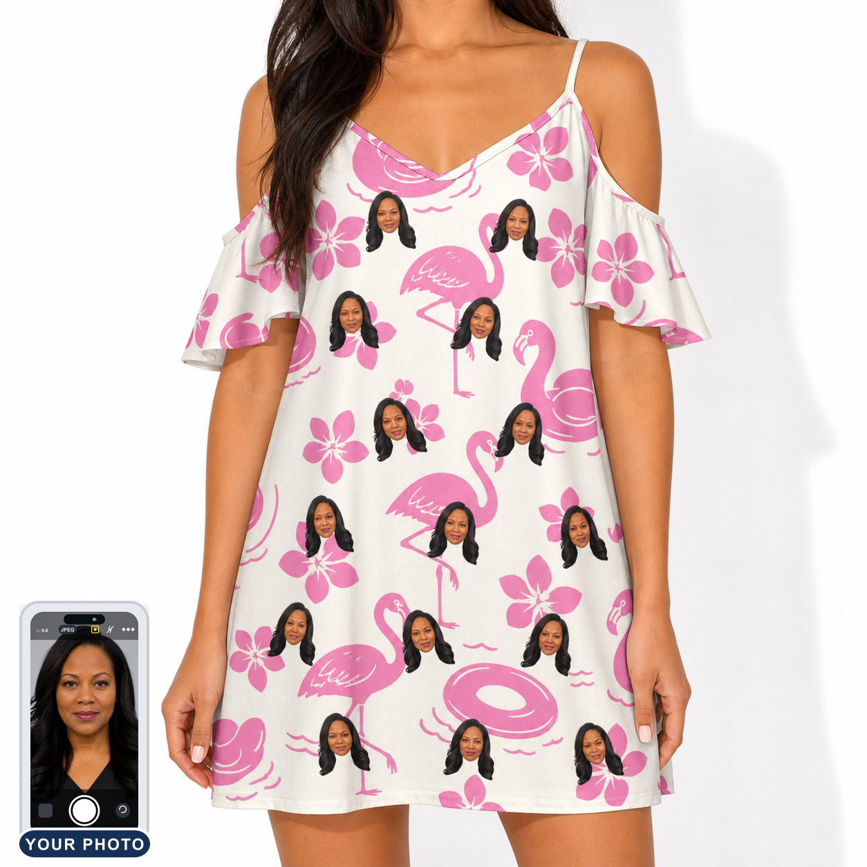 Women's Buoyant Botanica Custom Face Off-Shoulder Dress