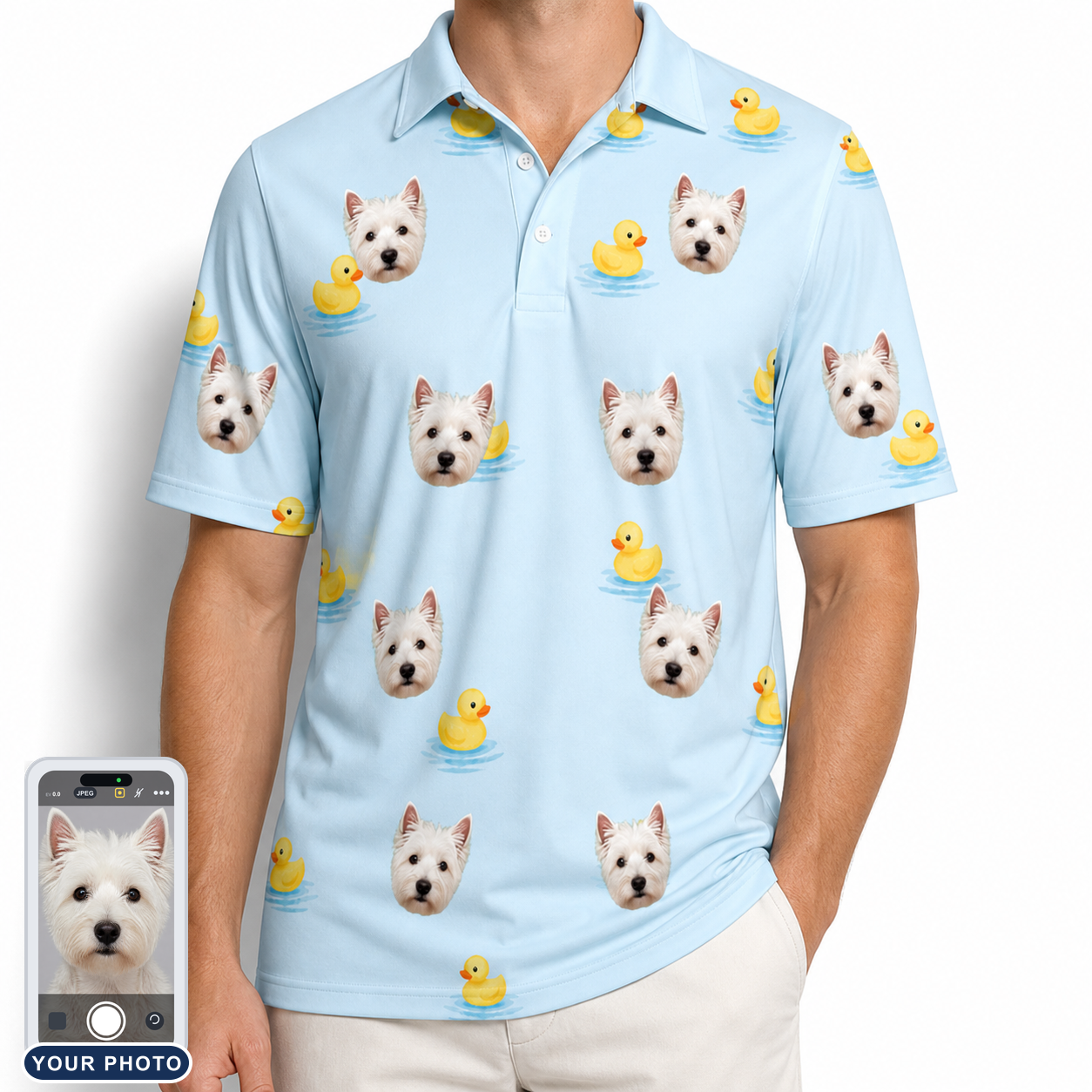 Men's Rubber Rover Custom Dog Face Polo Shirt
