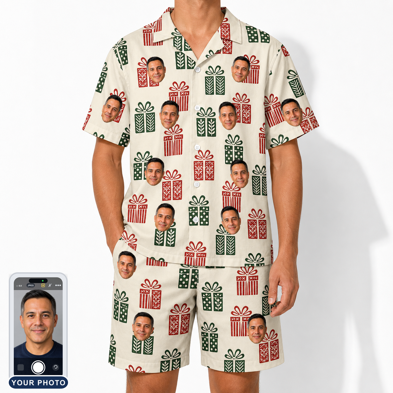 Men's Bowtiful Bundles Custom Face Shirt & Shorts Set