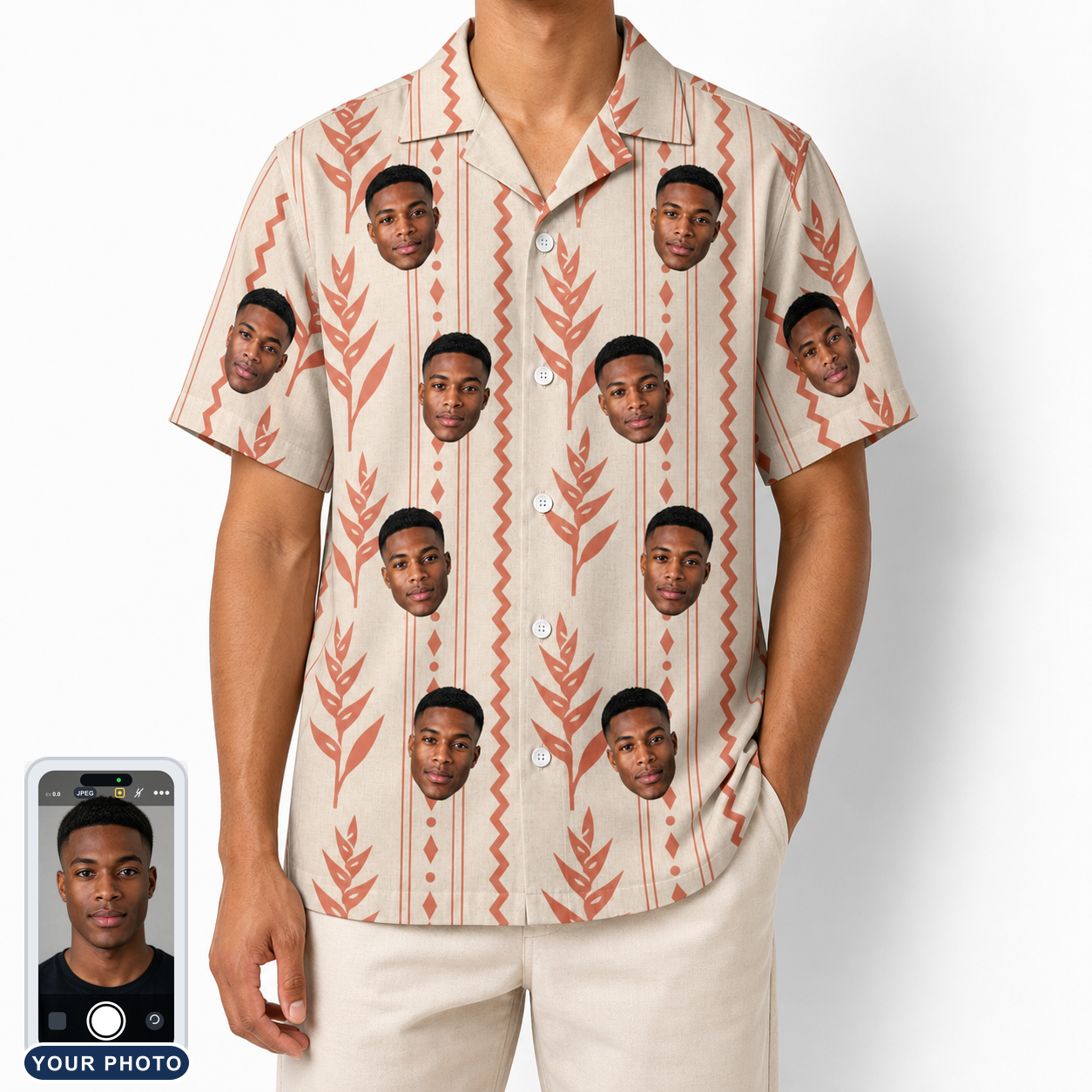 Men's Torch Blossoms Custom Face Hawaiian Shirt
